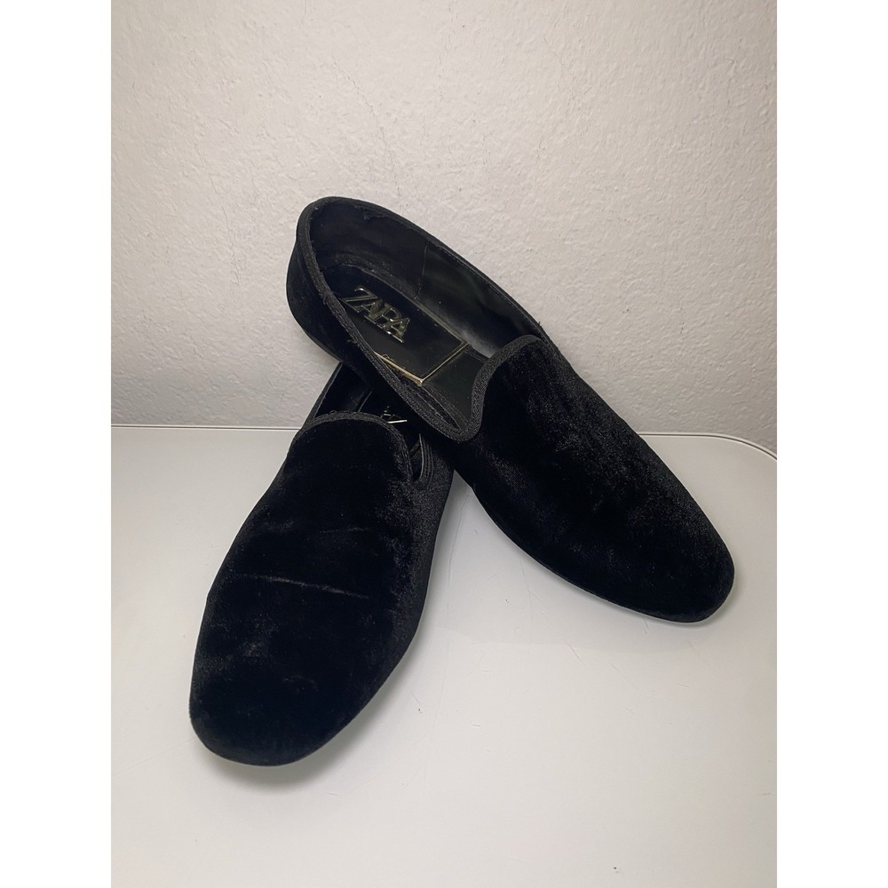 Zara Black Velvet Loafers
